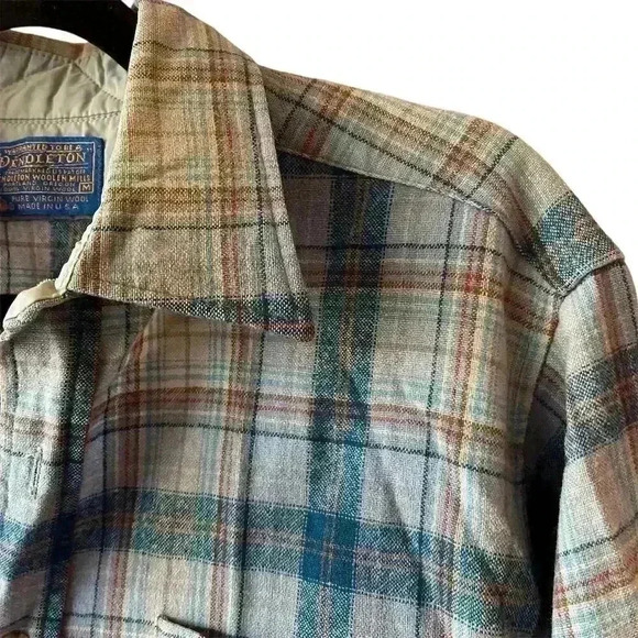 Pendleton Men's Vintage Plaid Wool Button-Up Shirt Size M Multicolor - Picture 4 of 9
